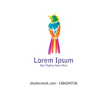 Abstract And Unique beautiful bird for business company design template. An exotic bird on white background 