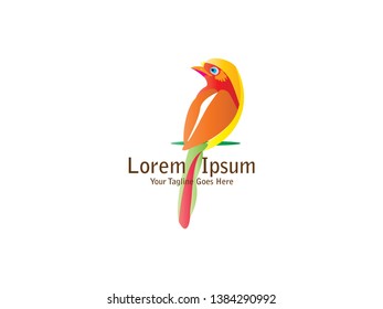Abstract And Unique beautiful bird for business company design template. An exotic bird on white background 