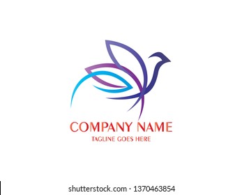 Abstract And Unique bird with line vector design template. An exotic bird on white background 