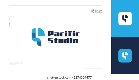 Abstract and Unique Blue Letter P Logo Design