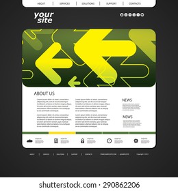 Resumen y plantilla única de diseño de sitio web comercial con flechas