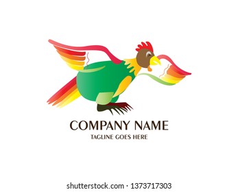 Abstract And Unique cartoon bird vector design template. An exotic bird on white background 