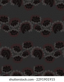 Abstract unique colorful pattern with hand drawn flowers 