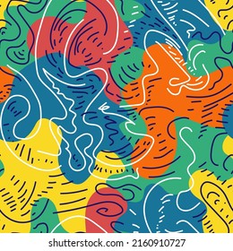 Abstract unique decorative pattern with hand drawn wave shapes and chaotic lines 