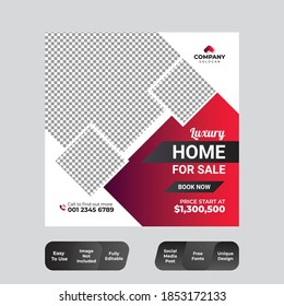 Abstract Unique Editable Real Estate modern Social Media banner Template. Anyone can use This Design Easily. Promotional web banner for elegant social media. Elegant sale and discount promo 