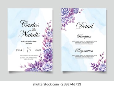 Abstract Unique Floral and Elegant Watercolor Wedding Invitation Card. Illustrator and designer. Wedding Invites, save the date, Birthday Invites, Video Invites, E-Cards.