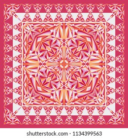 Abstract unique geometric shawl, scarf, neckerchief pattern. Vector background for textile, surface, decor design.