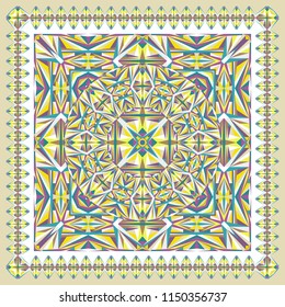 Abstract unique geometric shawl, scarf pattern. Vector ornamental background for textile, surface, decor design.