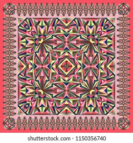 Abstract unique geometric shawl, scarf pattern. Vector ornamental background for textile, surface, decor design.
