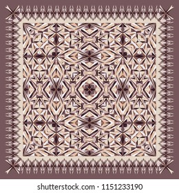Abstract unique geometric shawl, scarf pattern. Vector ornamental background for textile, surface, decor design.