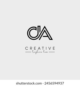 Abstract Unique Letter DA AD Initial Based Stylish Line Logo Design Vector.