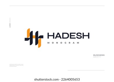 Abstract and Unique Letter H Monogram Logo in Black and Orange Color Combination