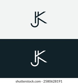 Abstract Unique Letter JK KJ Initial Based Stylish Line Logo Design Vector.
