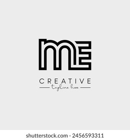 Abstract Unique Letter ME EM Initial Based Stylish Line Logo Design Vector.