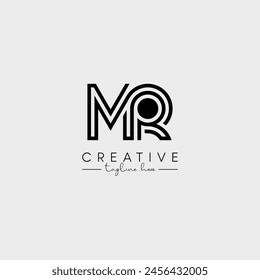 Abstract Unique Letter MR RM Initial Based Stylish Line Logo Design Vector.