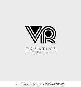 Abstract Unique Letter VR RV Initial Based Stylish Line Logo Design Vector.