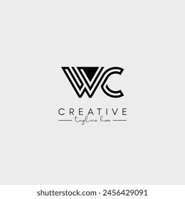 Abstract Unique Letter WC CW Initial Based Stylish Line Logo Design Vector.
