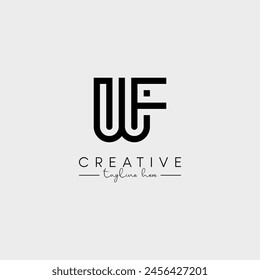 Abstract Unique Letter WF FW Initial Based Stylish Line Logo Design Vector.