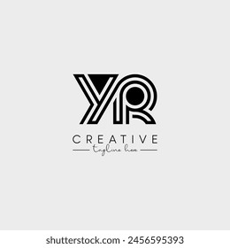 Letra única Abstractas YR RY Vector de diseño de logotipo de línea de base inicial con estilo.
