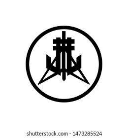 abstract unique logo in a circle, the letter w with a white background color