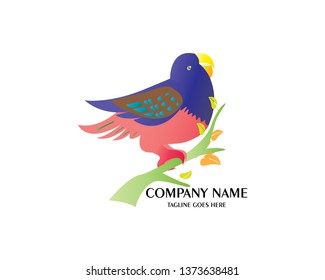 Abstract And Unique Lovebird vector design template. An exotic bird on white background 