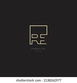Abstract unique modern minimal alphabet letter icon logo RE