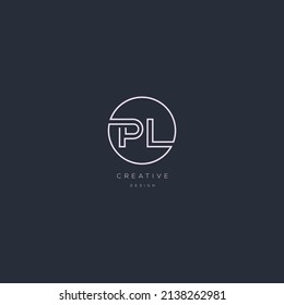 Abstract unique modern minimal alphabet letter icon logo PL