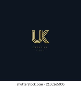 Abstract unique modern minimal alphabet letter icon logo UK