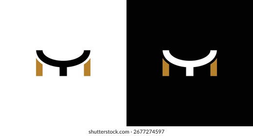 Abstract and unique MY letter initial logo design	
