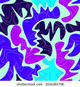 Abstract unique seamless pattern with cilorful wave shapes