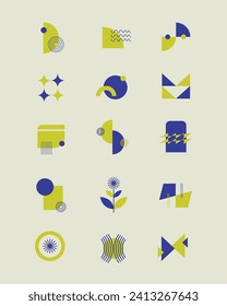 Abstract and Unique Shape With Memphis Style Design Set