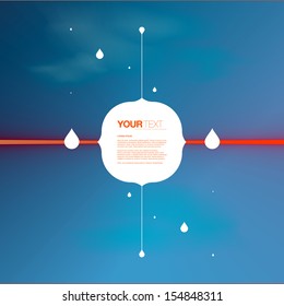 Abstract unique shape text box design with your text, blue sky and clouds background  Eps 10 vector illustration