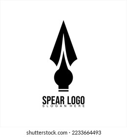 Resumen del diseño único del logotipo de la lanza con círculo.