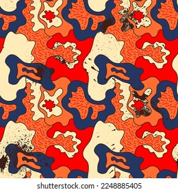 Abstract unique vector artwork with psychedelic colorful seamless pattern