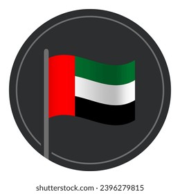 Abstract United Arab Emirates Flag Flat Icon in Circle Isolated on White Background