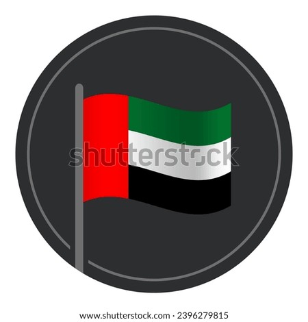 Abstract United Arab Emirates Flag Flat Icon in Circle Isolated on White Background