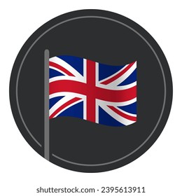Abstract United Kingdom Flag Flat Icon in Circle Isolated on White Background