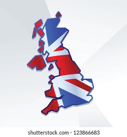 Abstract United Kingdom map with UK flag