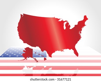 abstract united state map with flag