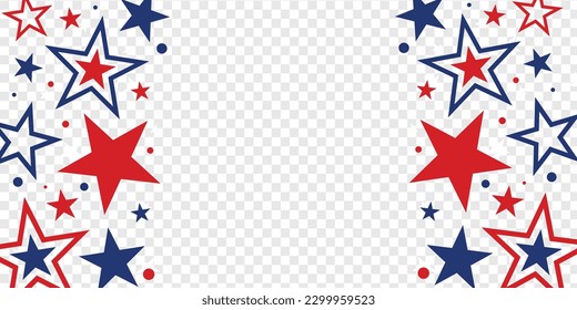 Abstract united states of America's transparent background concept consists of red and blue stars. Vector illustration.