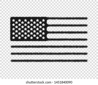 Abstract United States flag monochrome, silhouette. Noise. Vector art design, modern, USA flag, icon. Isolated transparent background.
