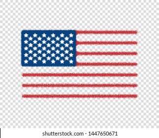 Abstract United States flag painted. Noise. Vector art design, modern, USA flag, icon. Isolated transparent background.