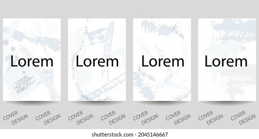 Abstract universal art backgrounds set. Light gray and white hand drawn scribbles promotional backgrounds with grunge texture. For printing on covers, banners, sales, flyers. Modern design. Vector. EP