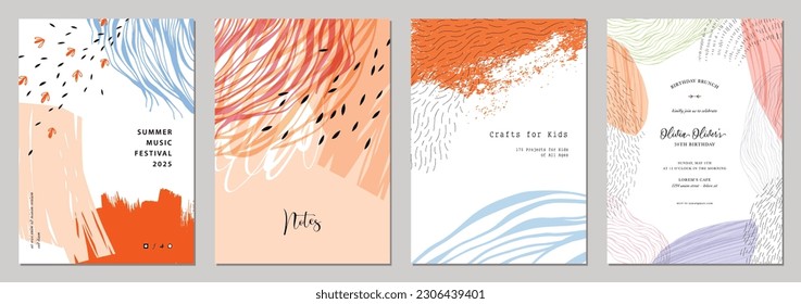 Abstract universal art templates. Suitable for poster, greeting and business card, invitation, flyer, banner, brochure, email header, post in social networks, advertising, events and page cover.