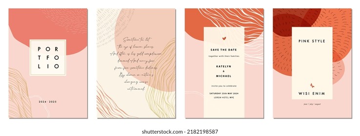 Abstract universal art templates. For wedding, birthday, invite, poster, business card, flyer, banner, brochure, email header, post in social networks, advertising, cover, background, corporate style.