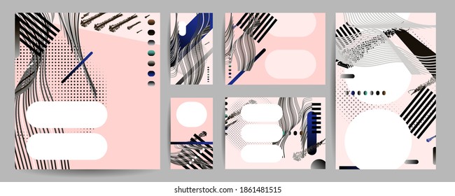 Resumen de plantilla de cabecera web de arte universal. Collage hecho con trazos de cañón, formas geométricas negras. Color claro aislado en la plantilla de cubierta de fondo blanco