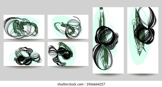 Resumen de plantilla de cabecera web de arte universal. Collage hecho con guijarros, marcadores, trazos de cañones, formas geométricas negras, salpicaduras con tinta. Color claro aislado en la plantilla de cubierta de fondo blanco