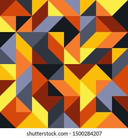 Abstract Universal Bright Seamless Pattern of Gray, Yellow, Orange, Brown Geometric Figures. Composition with Angular Geometric Shapes. Minimal Concept. 