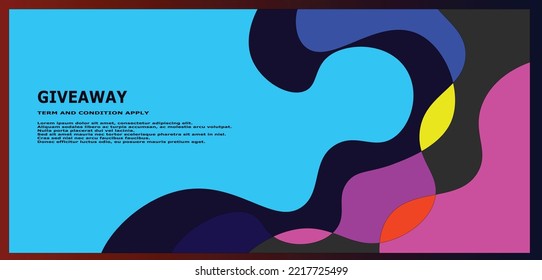 Abstract universal flyer templates with simple wavy shapes and cut out paper with shadow over striped background. Social media web banner. Bright colored isolated