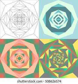 Abstract universal geometric decorative color combination graphic illustration set